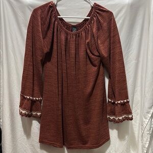 WinWin Red Ruffled Tunic with Long Sleeves